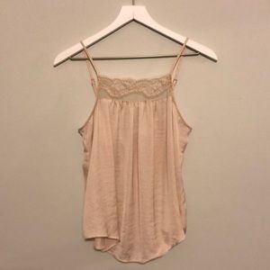Anthropologie Blush Silk and Lace Chemise, Size XS